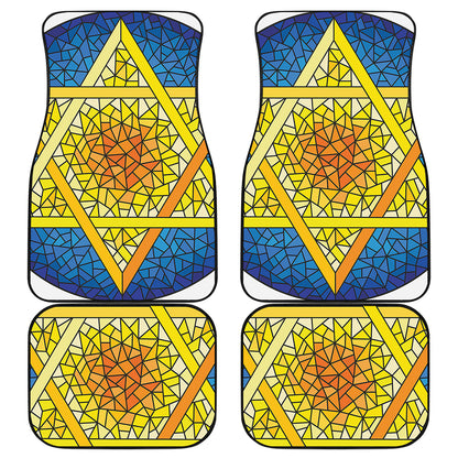 Stained Glass Star of David Print Front and Back Car Floor Mats