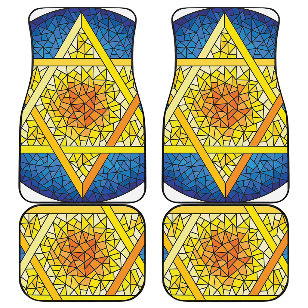 Stained Glass Star of David Print Front and Back Car Floor Mats