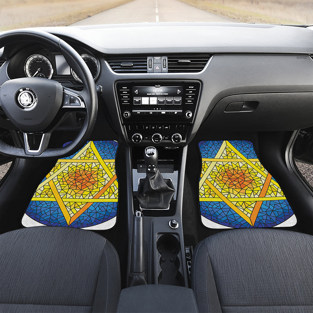 Stained Glass Star of David Print Front and Back Car Floor Mats