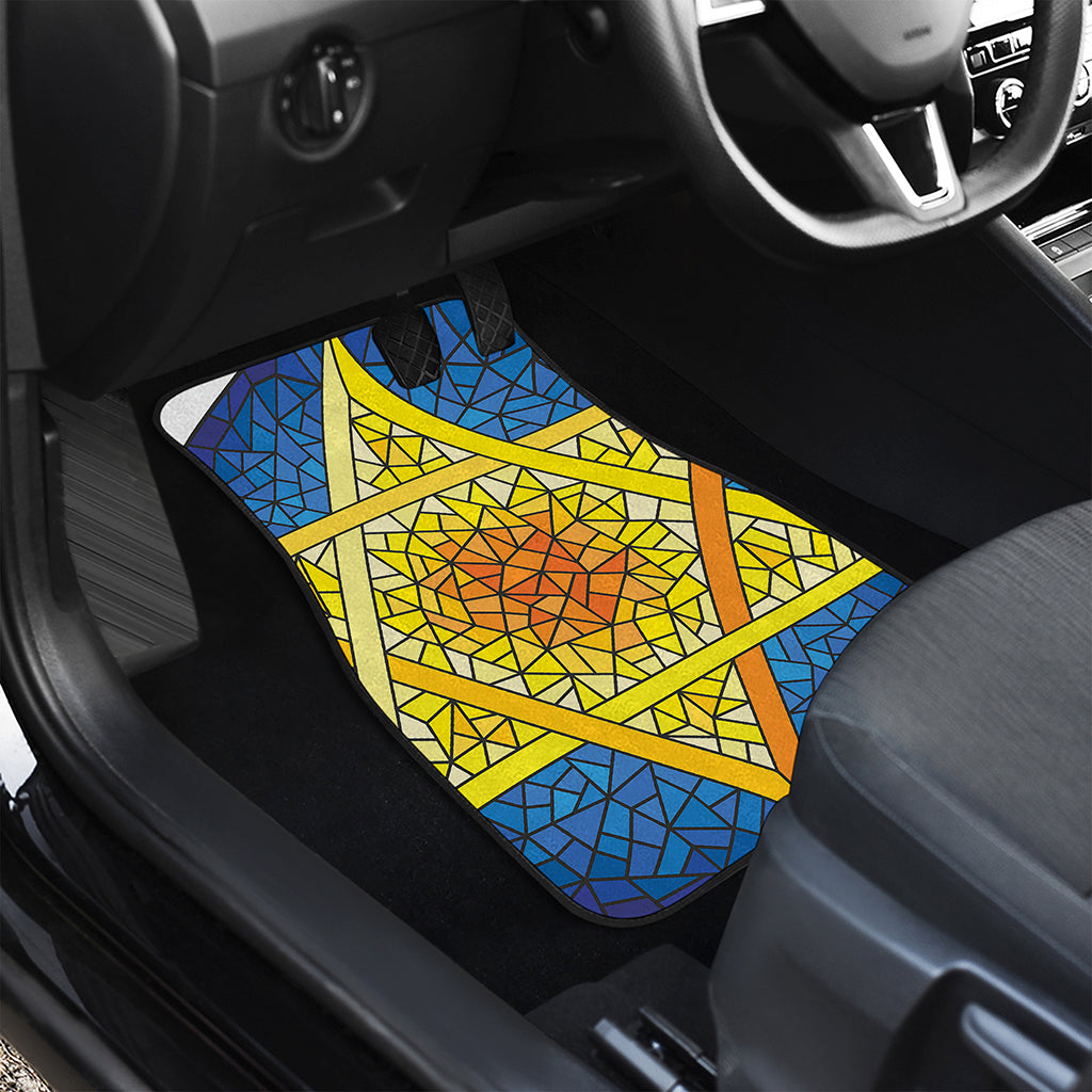 Stained Glass Star of David Print Front and Back Car Floor Mats
