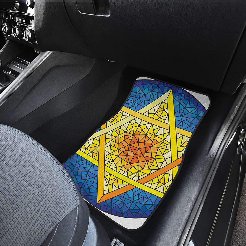Stained Glass Star of David Print Front and Back Car Floor Mats