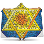 Stained Glass Star of David Print Hooded Blanket