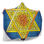 Stained Glass Star of David Print Hooded Blanket