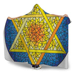 Stained Glass Star of David Print Hooded Blanket