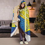 Stained Glass Star of David Print Hooded Blanket