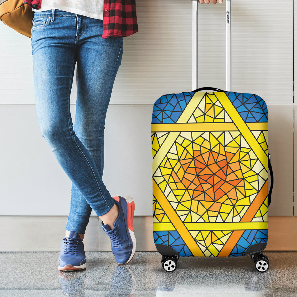 Stained Glass Star of David Print Luggage Cover