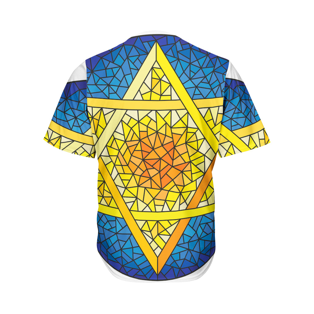 Stained Glass Star of David Print Men's Baseball Jersey