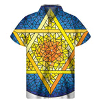 Stained Glass Star of David Print Men's Short Sleeve Shirt