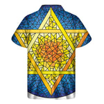 Stained Glass Star of David Print Men's Short Sleeve Shirt