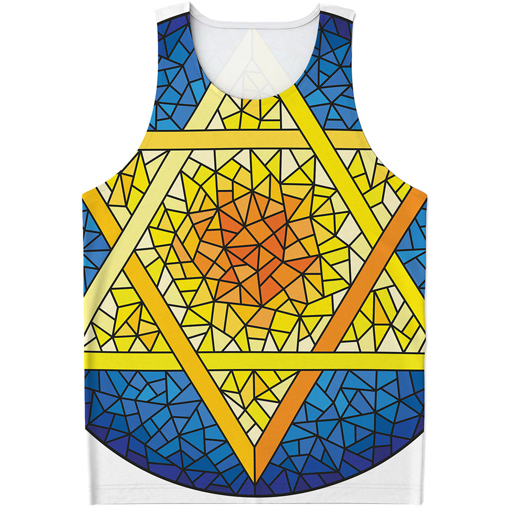 Stained Glass Star of David Print Men's Tank Top