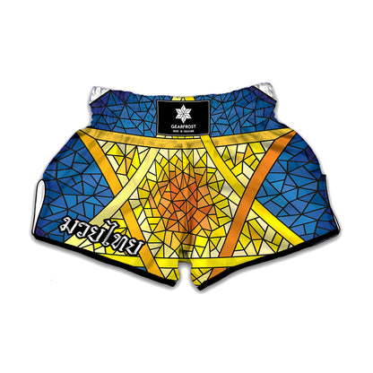Stained Glass Star of David Print Muay Thai Boxing Shorts