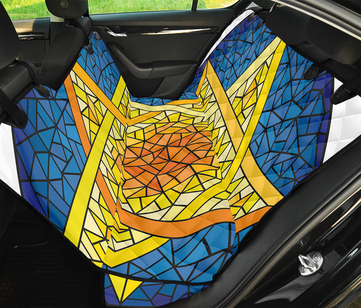 Stained Glass Star of David Print Pet Car Back Seat Cover