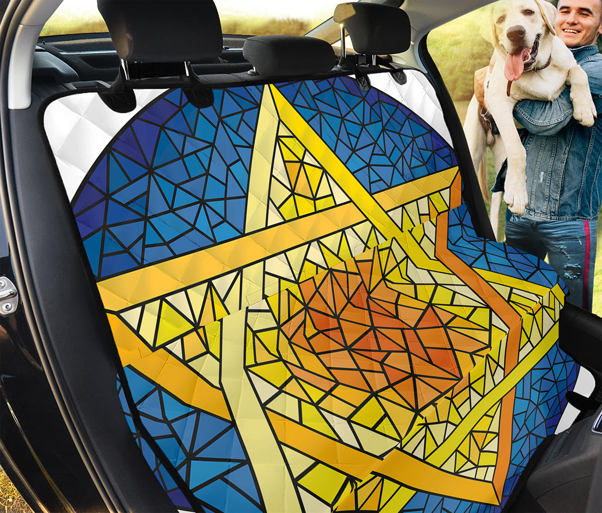 Stained Glass Star of David Print Pet Car Back Seat Cover