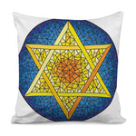 Stained Glass Star of David Print Pillow Cover