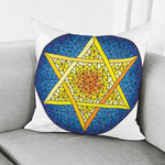 Stained Glass Star of David Print Pillow Cover
