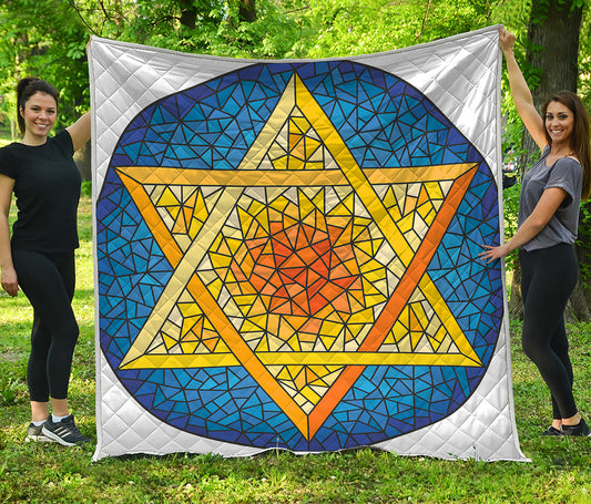 Stained Glass Star of David Print Quilt