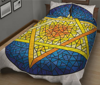 Stained Glass Star of David Print Quilt Bed Set