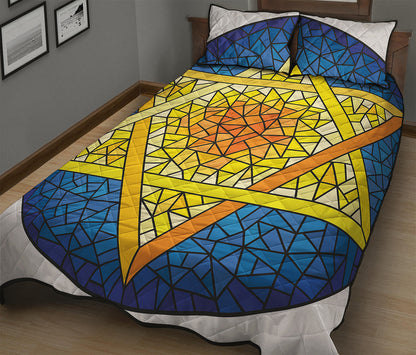 Stained Glass Star of David Print Quilt Bed Set