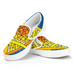 Stained Glass Star of David Print White Slip On Shoes
