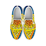 Stained Glass Star of David Print White Slip On Shoes
