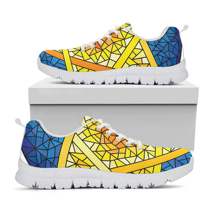 Stained Glass Star of David Print White Sneakers