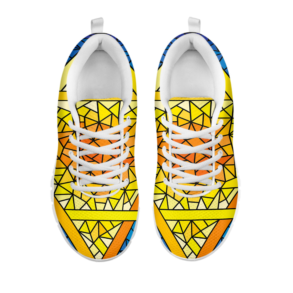 Stained Glass Star of David Print White Sneakers