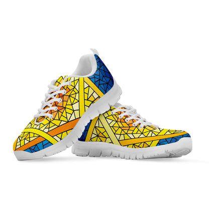 Stained Glass Star of David Print White Sneakers