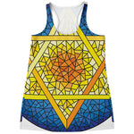 Stained Glass Star of David Print Women's Racerback Tank Top