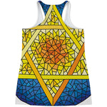 Stained Glass Star of David Print Women's Racerback Tank Top
