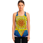 Stained Glass Star of David Print Women's Racerback Tank Top