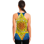Stained Glass Star of David Print Women's Racerback Tank Top