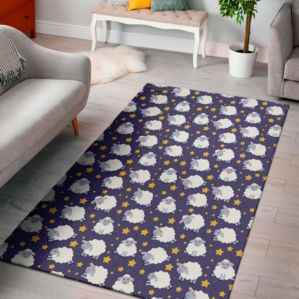 Star And Sheep Pattern Print Area Rug