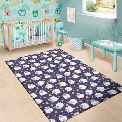 Star And Sheep Pattern Print Area Rug