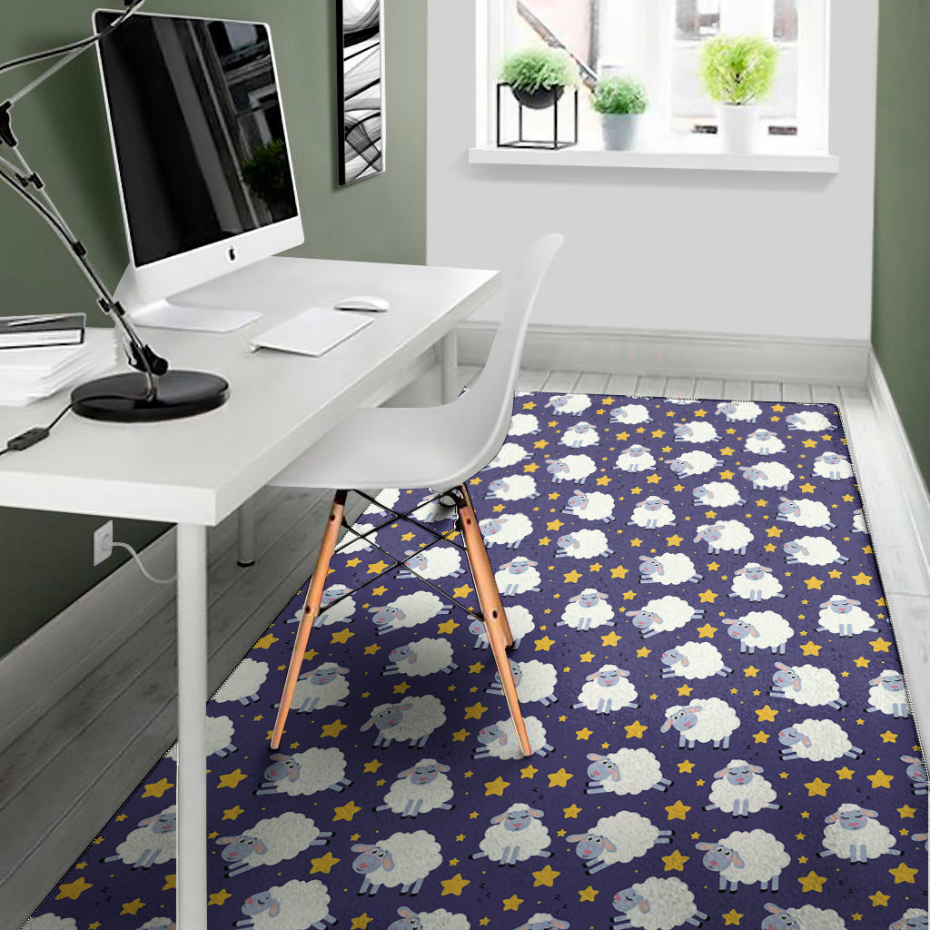 Star And Sheep Pattern Print Area Rug