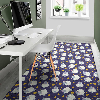 Star And Sheep Pattern Print Area Rug