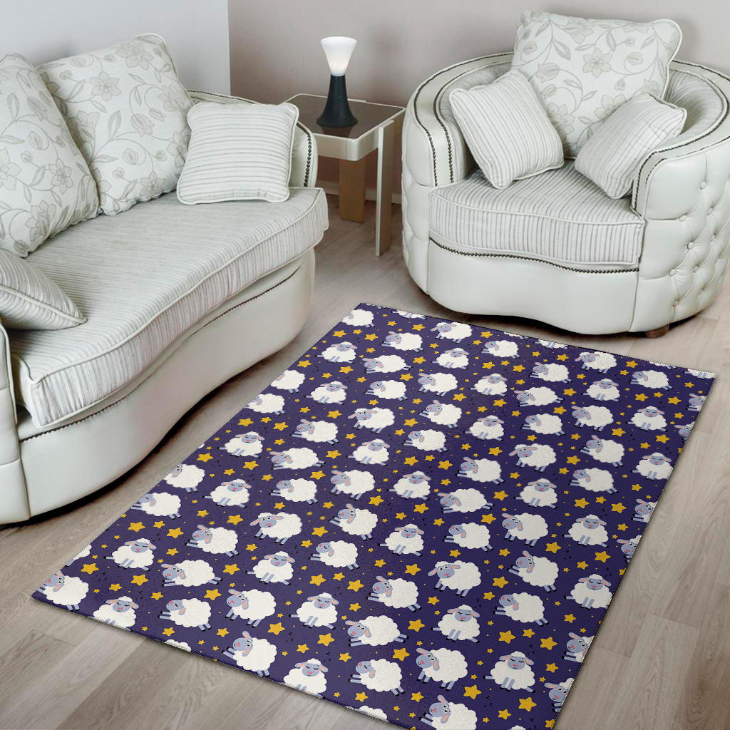 Star And Sheep Pattern Print Area Rug