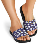 Star And Sheep Pattern Print Black Slide Sandals