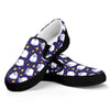 Star And Sheep Pattern Print Black Slip On Shoes