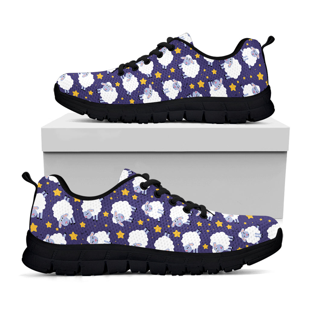 Star And Sheep Pattern Print Black Sneakers