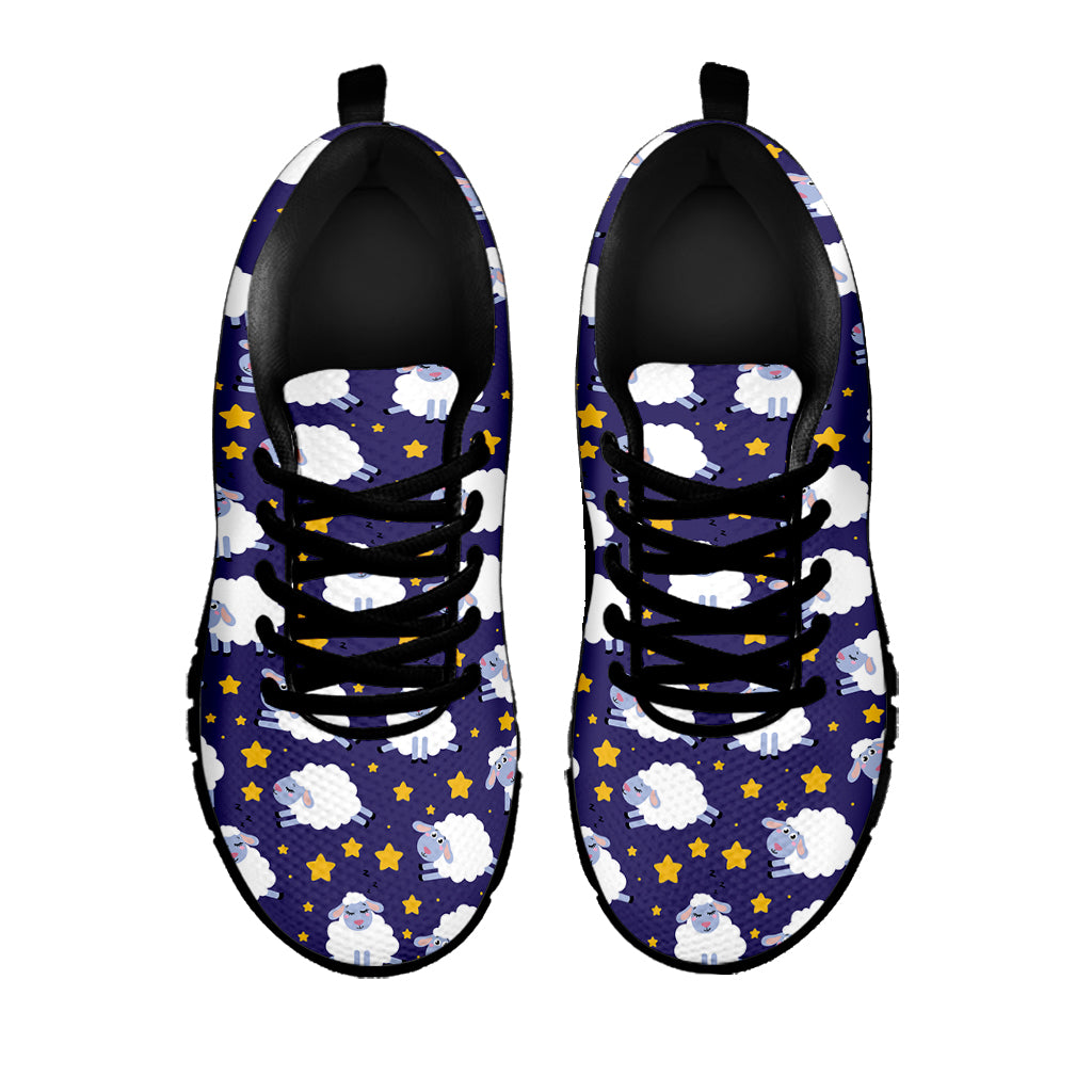 Star And Sheep Pattern Print Black Sneakers