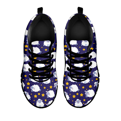Star And Sheep Pattern Print Black Sneakers