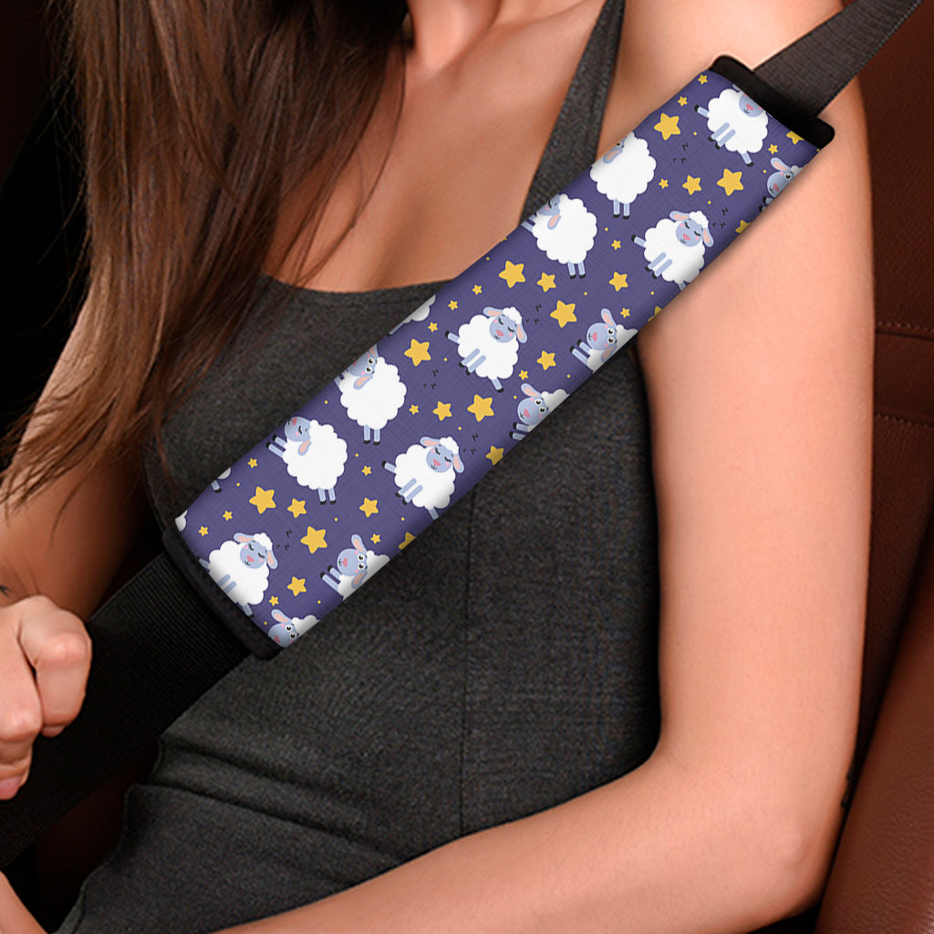 Star And Sheep Pattern Print Car Seat Belt Covers
