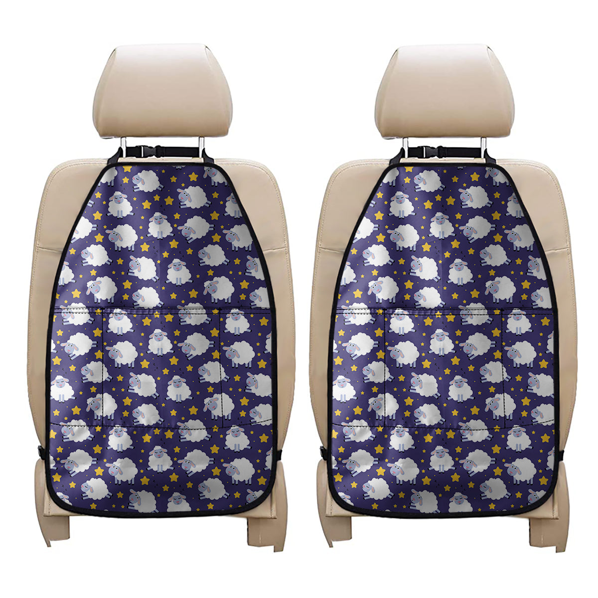 Star And Sheep Pattern Print Car Seat Organizers