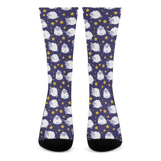 Star And Sheep Pattern Print Crew Socks