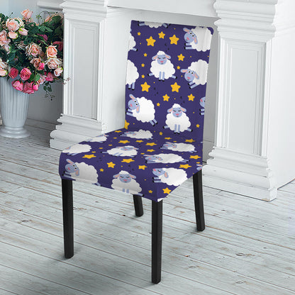 Star And Sheep Pattern Print Dining Chair Slipcover