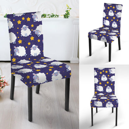Star And Sheep Pattern Print Dining Chair Slipcover