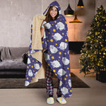 Star And Sheep Pattern Print Hooded Blanket