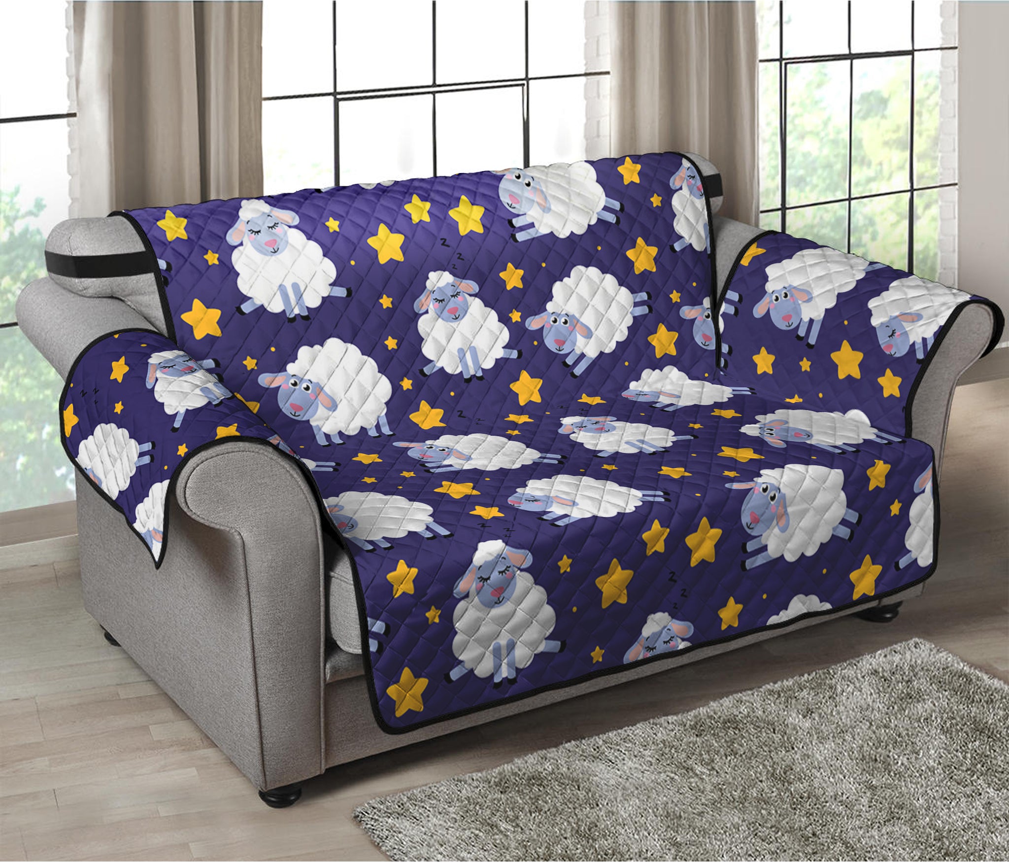 Star And Sheep Pattern Print Loveseat Protector