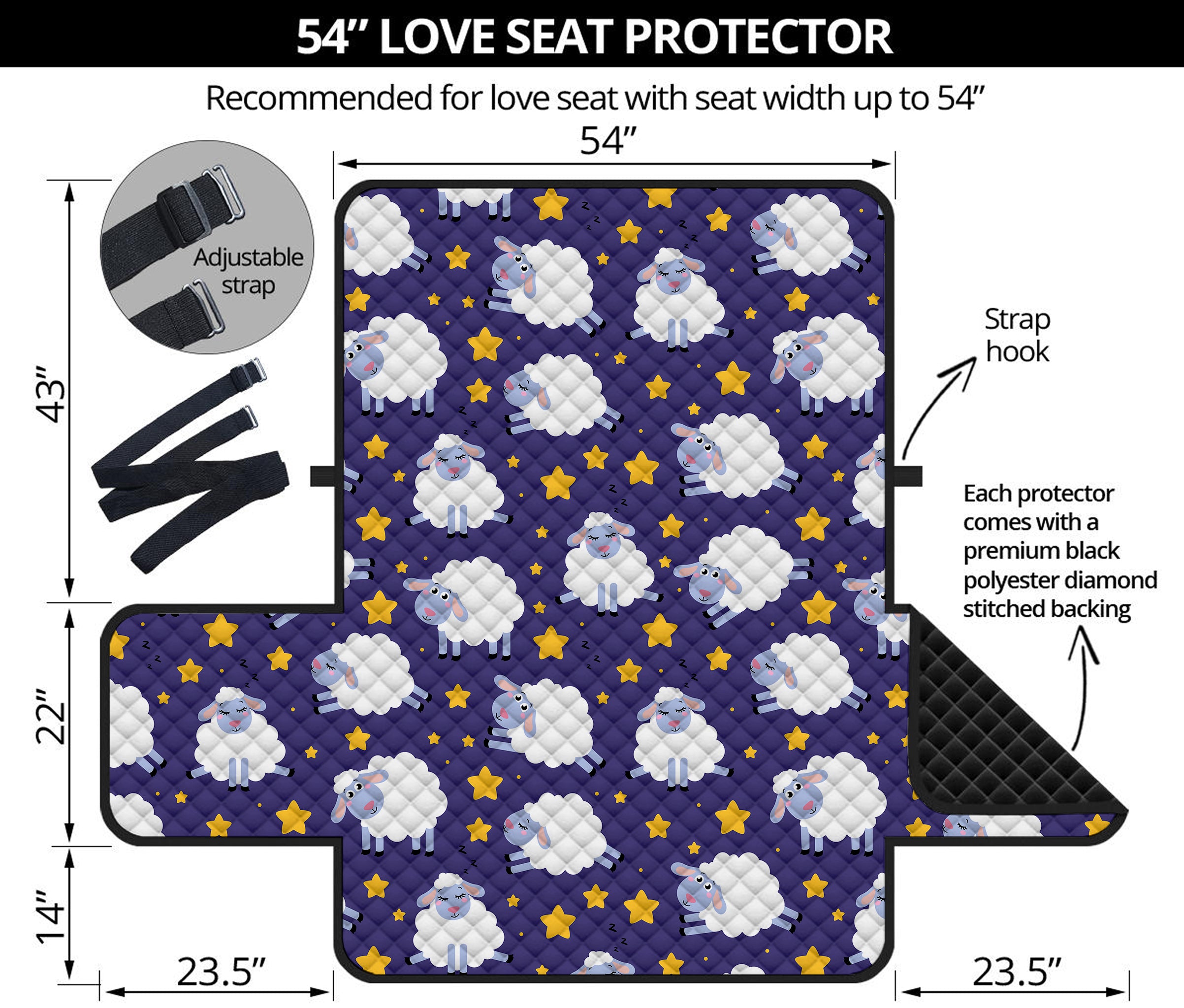 Star And Sheep Pattern Print Loveseat Protector