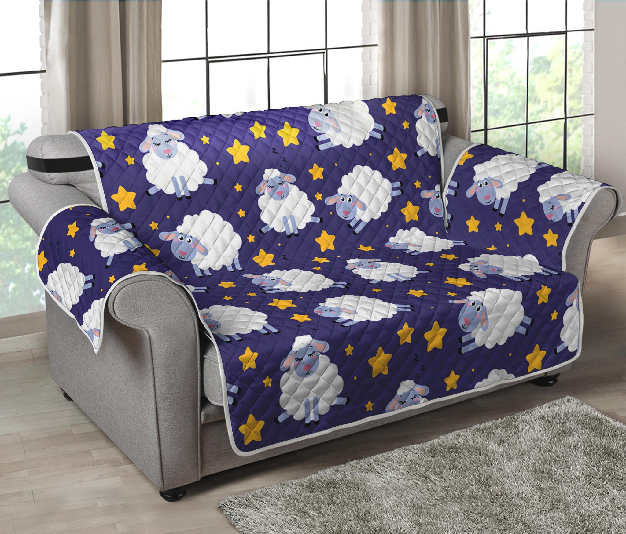 Star And Sheep Pattern Print Loveseat Protector